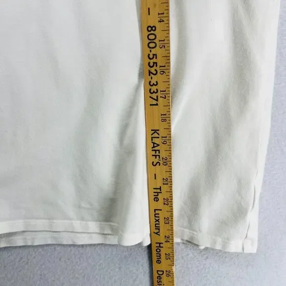 EILEEN FISHER Top XL Stretch Organic Cotton Jersey Round Neck Off White USA - Picture 11 of 12